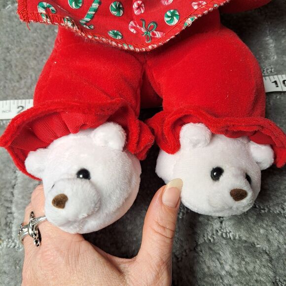 COMMONWEALTH CHRISTMAS GIRL POLAR BEAR PLUSH 12" STUFFED ANIMAL LOVEY SLIPPERS - Picture 3 of 8